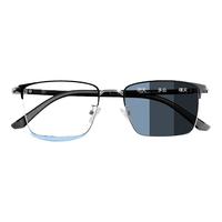 潮库时尚百搭近视眼镜智能变色一镜两用男女款可配度数防蓝光变色合集 3066黑银 配1.56变灰或变茶色镜片0-600度