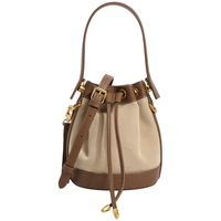 百丽复古简约高级感拼色手提包单肩斜挎手拎水桶包