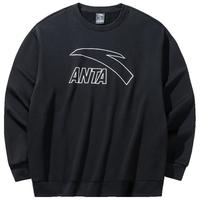 安踏 卫衣男女同款宽松套头衫简约百搭休闲圆领长袖男