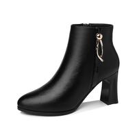 富贵鸟 魅力出行丨秋冬款时装靴女短筒靴女粗跟休闲女靴加绒保暖女鞋