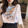妃丽慕尚洋气正肩白色长袖t恤女加绒加厚秋冬卡通印花保暖内搭上衣打底衫 【磨毛款】380-162白色 L 120斤以内