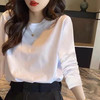 妃丽慕尚洋气正肩白色长袖t恤女加绒加厚秋冬卡通印花保暖内搭上衣打底衫 【薄款】380纯色白色 M 110斤以内