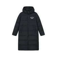FILA斐乐款羽绒服冬季男女装长款保暖外套加厚上衣 正黑色-BK 180/100A/XL