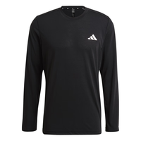 adidas速干运动上衣圆领长袖T恤男装阿迪达斯GT5563 黑色 M