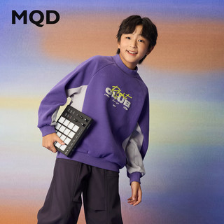 马骑顿【加绒】MQD男童25冬撞色撞色拼接字母街潮半高领卫衣 紫色 130
