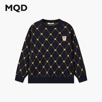 马骑顿MQD男童25冬学院风满版菱格毛衣亲肤保暖套头打底衫 藏青 160