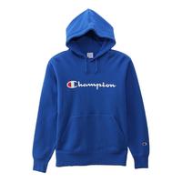 Champion情侣款经典款草字LOGO长袖连帽衫卫衣男女 皇家蓝 M