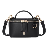 途明(TUMI)Voyageur系列女士斜挎包小号皮质方形手提包 黑色0196675DLGL