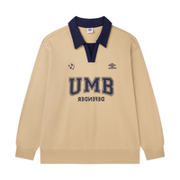 茵宝（Umbro）【罗一舟同款】卫衣套头POLO领男女款宽松百搭复古长袖 橡果棕 M