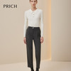 PRICH【绵羊毛】简约通勤针织衫冬季修身套头翻领毛衣女 19黑色 XS 155