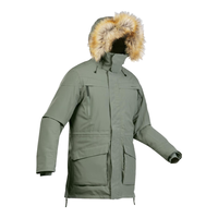 迪卡侬户外夹克防风防水保暖冬季加厚棉服外套男(23新)卡其灰S 4557103