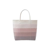 無印良品 MUJI（無印良品 ） 手包 环保材料 手提包菜篮子 织包草包 包包 女包 烟熏粉色横条纹 小 长24*宽10*高24cm