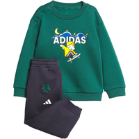 阿迪达斯(adidas)童装25冬季男童宝宝加绒运动套装棉质圆领卫衣运动裤两件套KC5397