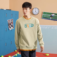 拓路者秋季重磅加绒卫衣男加厚纯棉圆领套头长袖春秋运动外套 350g重磅毛圈-秋款-卡其色 195/XXXXL