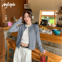 MJ STYLE绞花针织毛衣开衫女2025秋装新款韩系小香风百搭显瘦短款毛衫外套