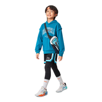 李宁 LI-NING卫衣青少年男24秋季复古印花运动潮流连帽上衣YWDU441 碧穹蓝-2 150