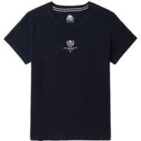 卡帕（Kappa）复古运动短袖女正肩T恤简约休闲圆领半袖夏K0D62TD28 暗夜蓝黑