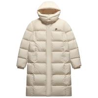 FILA FUSION斐乐潮牌情侣款长款羽绒服2024冬季新款宽松连帽外套