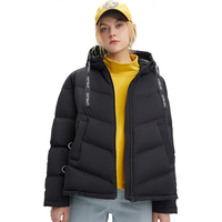 HOTSUIT后秀 黑标系列 羽绒服女 2020冬季新款防风保暖连帽织带面包服潮流休闲运动外套女 矿物黑 S