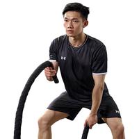 安德玛（Under Armour）安德玛男女同款足球训练运动跑步休闲透气舒适圆领短袖T恤 黑色 4XL