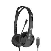 声籁 V38 USB接口 头戴式麦克风耳机 黑色