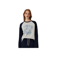 ELAND衣恋【100%棉】T恤女圆领胸口花朵图案长袖上衣2025春季 中灰色(18)M/Grey S 160