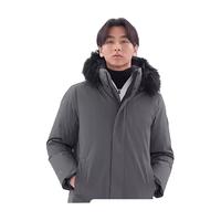 NEPA耐葩秋冬男士羽绒服长款防风可脱卸帽鹅绒外套7I72052 暗灰色 170/88A