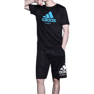 阿迪达斯 （adidas）短袖男春夏跑步休闲运动服圆领速干T恤 黑蓝JUDO M 