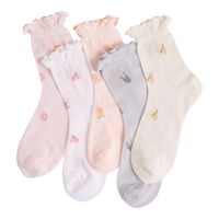 果（org.mama）月子袜袜子保暖吸汗松口透气女士袜产妇袜中筒袜春夏秋季款 【5双】木耳碎花