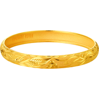 赛菲尔黄金手镯女足金999.9宽面金镯子龙凤呈祥订婚三金车花爆闪手环 约18.75克 58mm