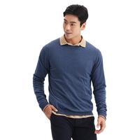 迪卡侬毛衣男士圆领针织衫男打底衫秋冬运动休闲修身套头衫 蓝色 L