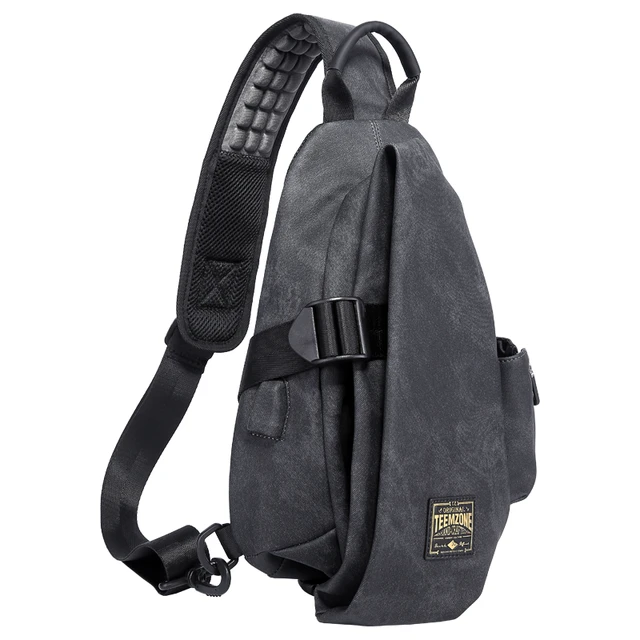 teemzone廷尊男士胸包复古风单肩包运动休闲斜挎包时尚潮流男包 小号 尊享版小号