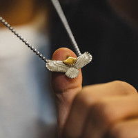 马登福叔美式复古纯银简约长款项链阿美咔叽潮流百搭工装吊坠配饰男女 飞鹰(无链子)