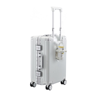 ROCKLAND美国洛克兰铝框行李箱男多功能杯架拉杆箱女旅行密码箱24英寸白色