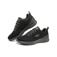 斯凯奇（Skechers）网面跑步鞋男夏季舒适缓震透气运动休闲鞋简约轻质运动慢跑鞋 橄榄色/黑色 39