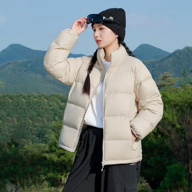 Pioneer Camp 拓路者 冬季户外保暖外套700蓬羽绒服女立领三防科技鸭绒上衣男 米杏 2XL