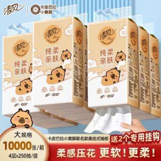 Breeze 清风 挂抽卡皮巴拉悬挂式抽纸巾 250抽4层10提