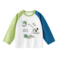 马卡乐秋季纯棉婴幼儿男童长袖T恤 森境寻秘白豆绿 80