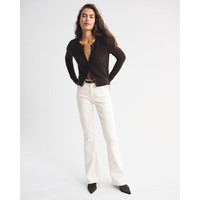 Abercrombie & Fitch女装25秋冬美式性感辣妹修身镂空设计针织开衫毛衣150-5540 深棕色 L (165/104A)