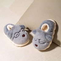 惠夫人 儿童棉拖鞋 女冬季室内家居 2025新款厚底情侣毛毛鞋