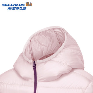 Skechers斯凯奇秋冬儿童舒适保暖中性风短款梭织羽绒外套上衣P425K048 甜粉色/04B0 160 充绒量60g