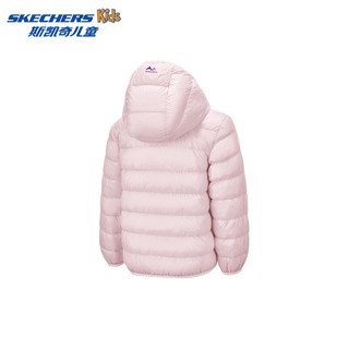 Skechers斯凯奇秋冬儿童舒适保暖中性风短款梭织羽绒外套上衣P425K048 甜粉色/04B0 160 充绒量60g