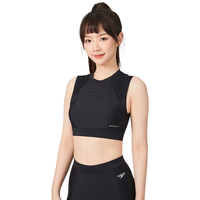 速比涛（Speedo）泳衣女休闲运动型短T款纱网拼接泳装上衣5分泳裤温泉度假 黑色(上衣) M (高158-165cm,重50-57kg)