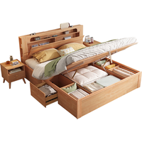 林氏家居简约实木框储物床双人床【有抽款】AU5A高箱床,1.5M 【有抽款】AU5A床