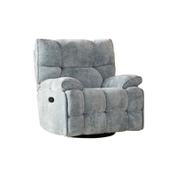 乐至宝 奶油风单椅布艺沙发客厅2024复古风手动北极星蓝 冰岛蓝