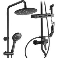 欧琳 奶油风置物架花洒淋浴花洒套装全铜主体喷枪花洒