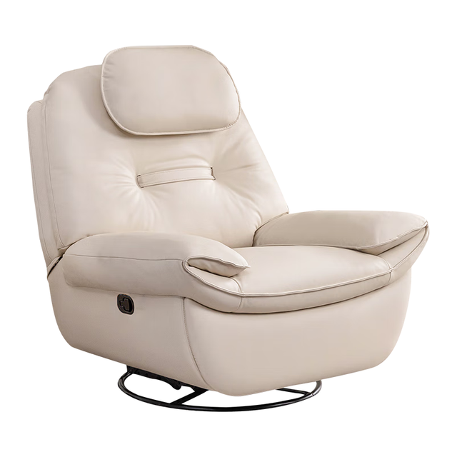 京东京造 单人沙发 纳帕生态皮乳胶填充 客厅小户型单椅手动款白 奶油白