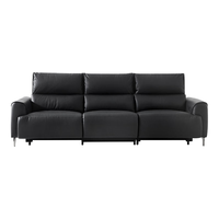 京东京造 家居0靠墙LAZY真皮功能沙发头层环保牛皮双电动位2.75米黑