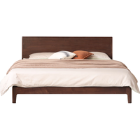 源氏木语实木床卧室双人床小户型黑胡桃木家用斜靠大板床1.8*2.0m低铺 【低铺】黑胡桃木床1.8*2.0米