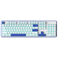 红龙（REDRAGON）KS104-B 机械键盘 有线键盘 全键热插拔PBT键帽全键无冲104键游戏办公键盘 白蓝-龙舞轴 【有线单模】单光 机械蓝-龙舞轴